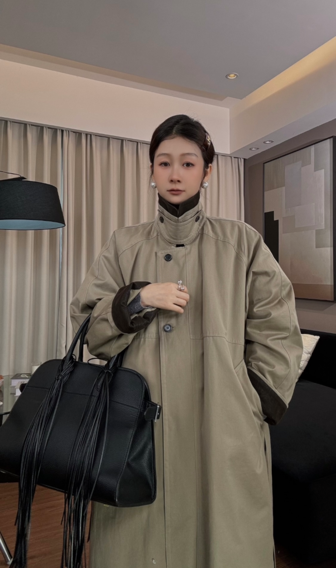 长款保暖羽绒风衣冬季设计感休闲时尚大衣韩版气质百搭白鸭绒外套