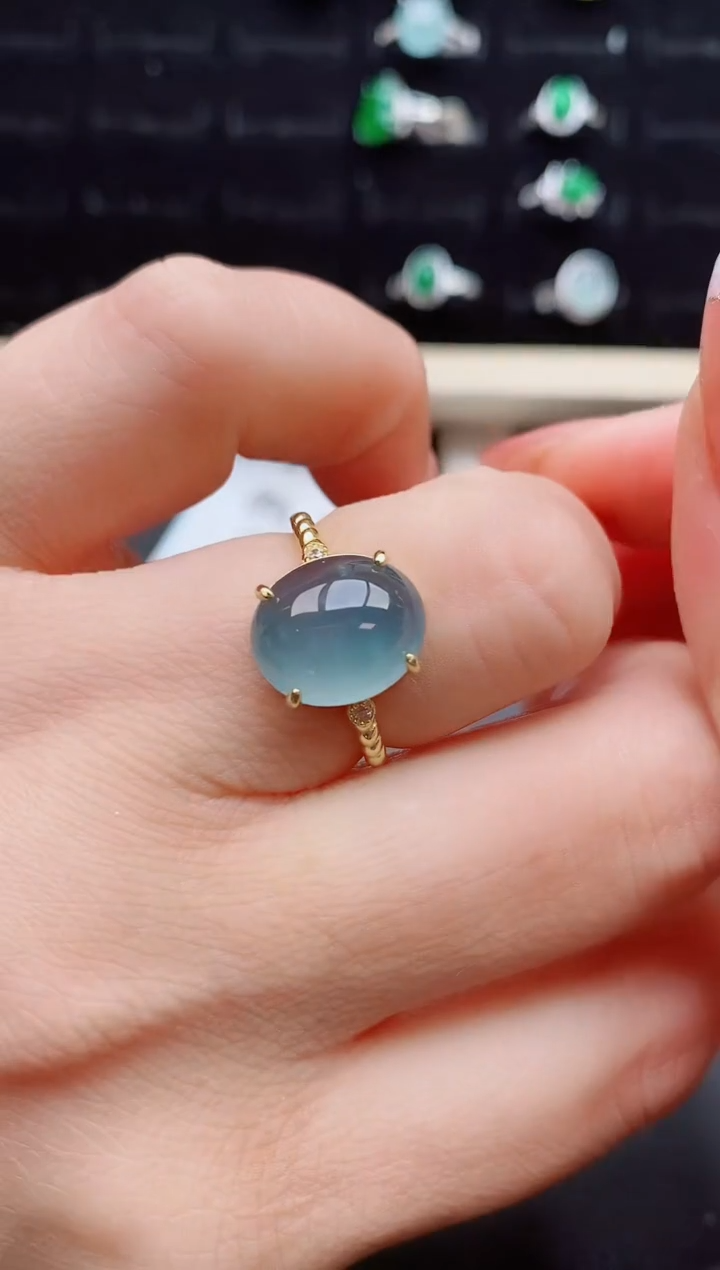 【闪购商品】翡翠戒指银S925镶嵌5080