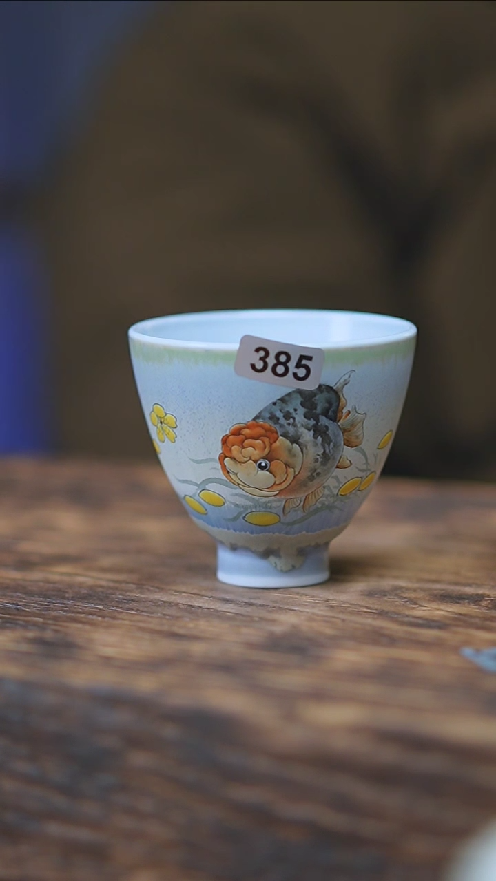 【闪购商品】385景德镇手绘兰寿鱼杯