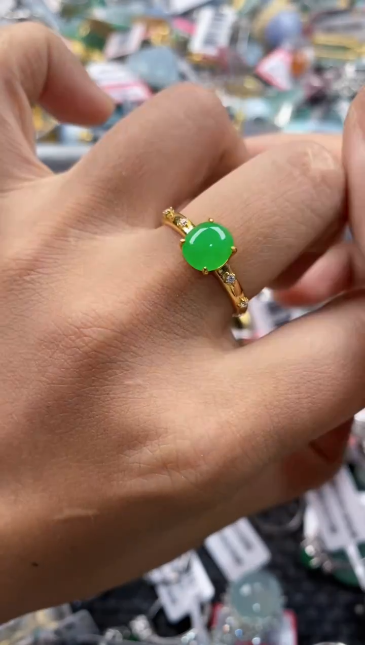 银S925镶嵌戒指翡翠333      4