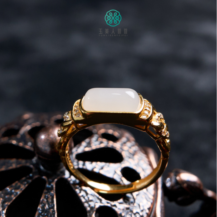 HD石惑珠宝！和田玉马鞍可调节戒指约11*6mm~多样性发一