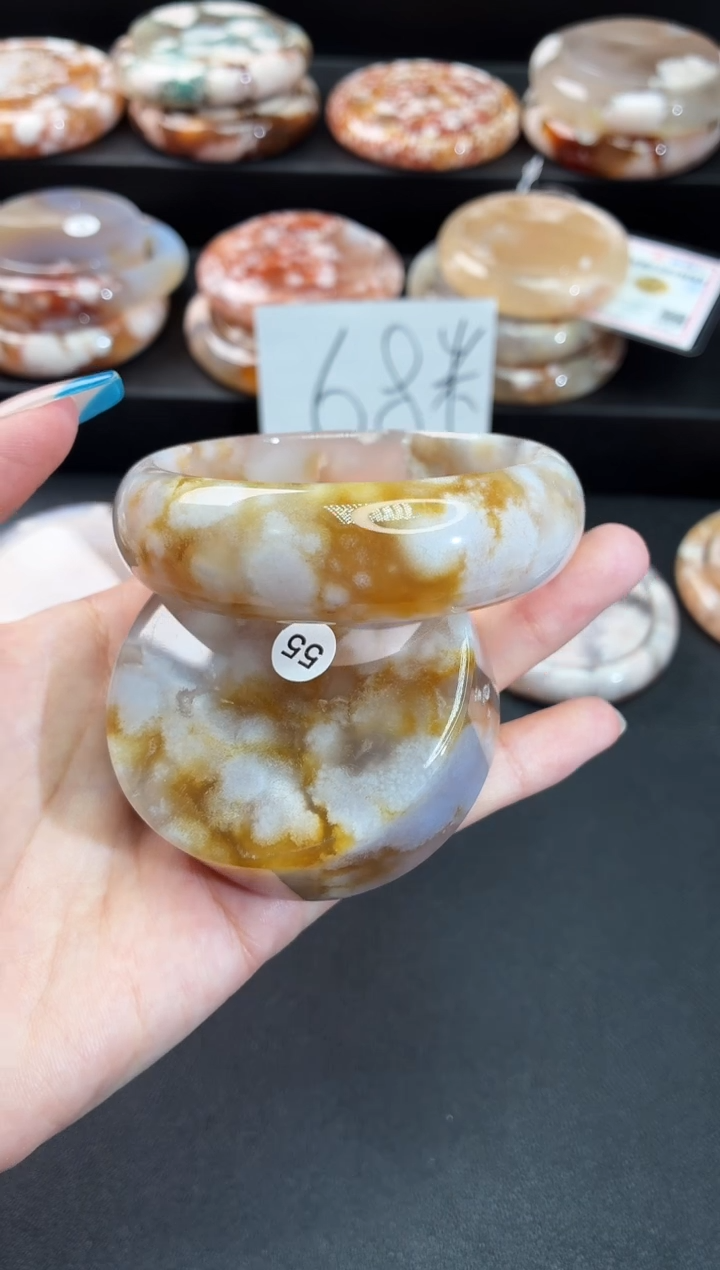 手镯玛瑙/玉髓未镶嵌石英质玉57圈56/57/58带(赠送镯心)