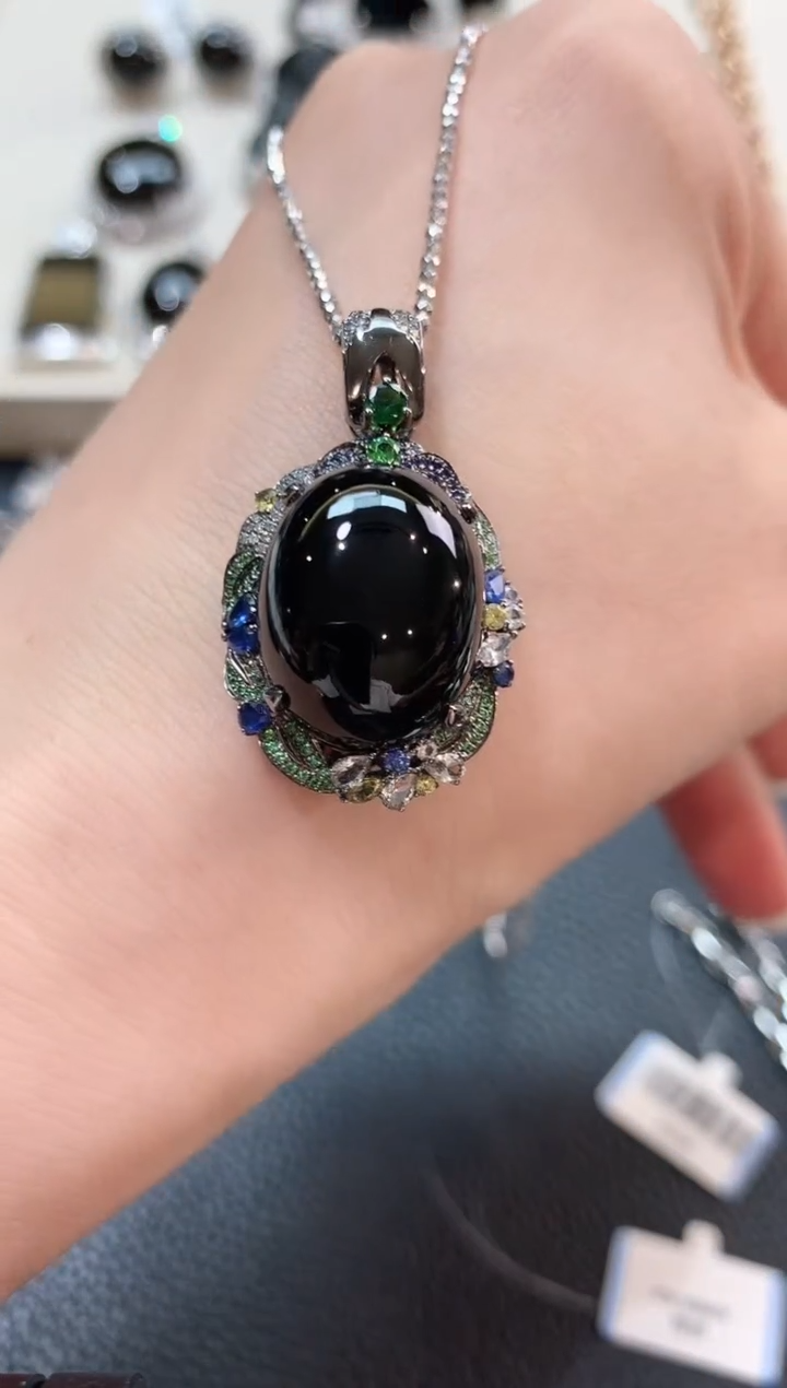 翡翠18K金镶嵌吊坠(不含链)m56   