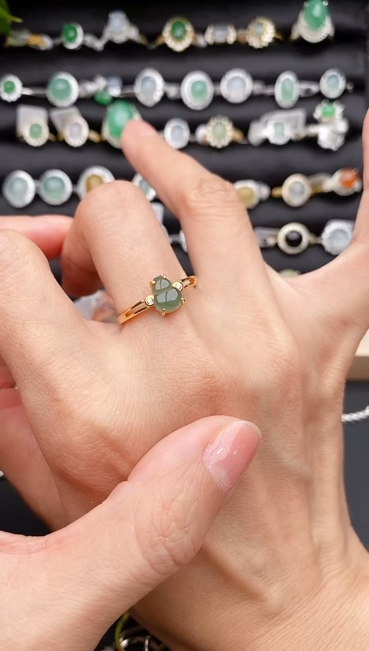 【闪购商品】翡翠戒指银S925镶嵌缅甸天然A货翡翠444   3-10