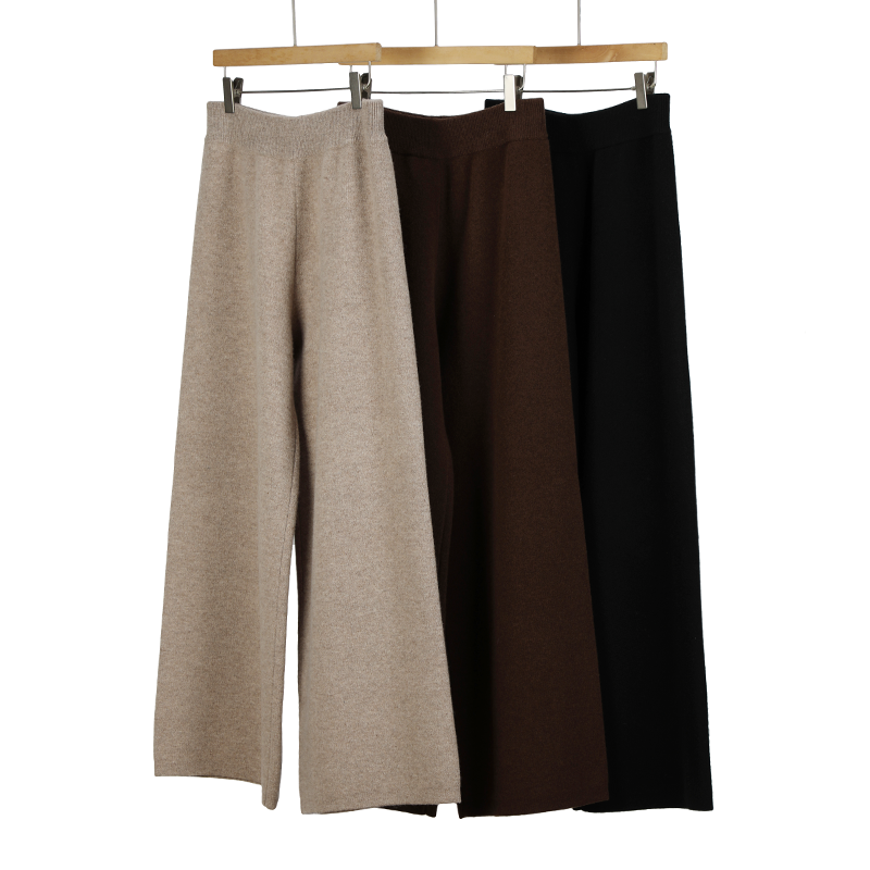 【重磅加厚】直筒纯羊毛裤高腰保暖女裤百搭针织阔腿裤冬22102901