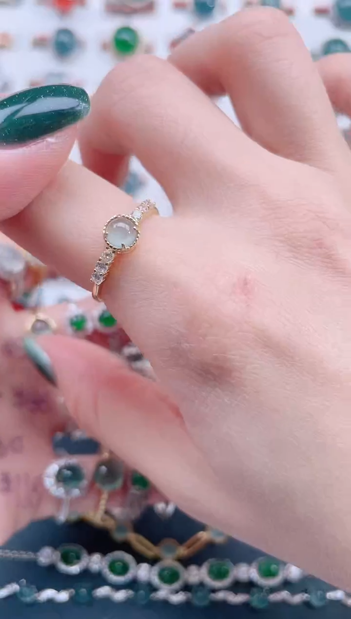 银S925镶嵌戒指翡翠天然翡翠