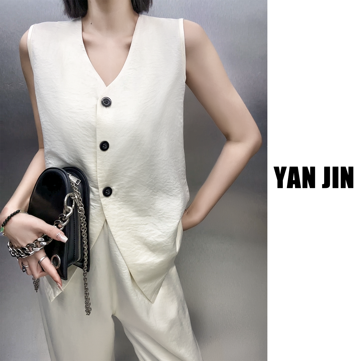 【醋酸网红套装】-显瘦气质休闲套装 拍上衣送裤子- 套装