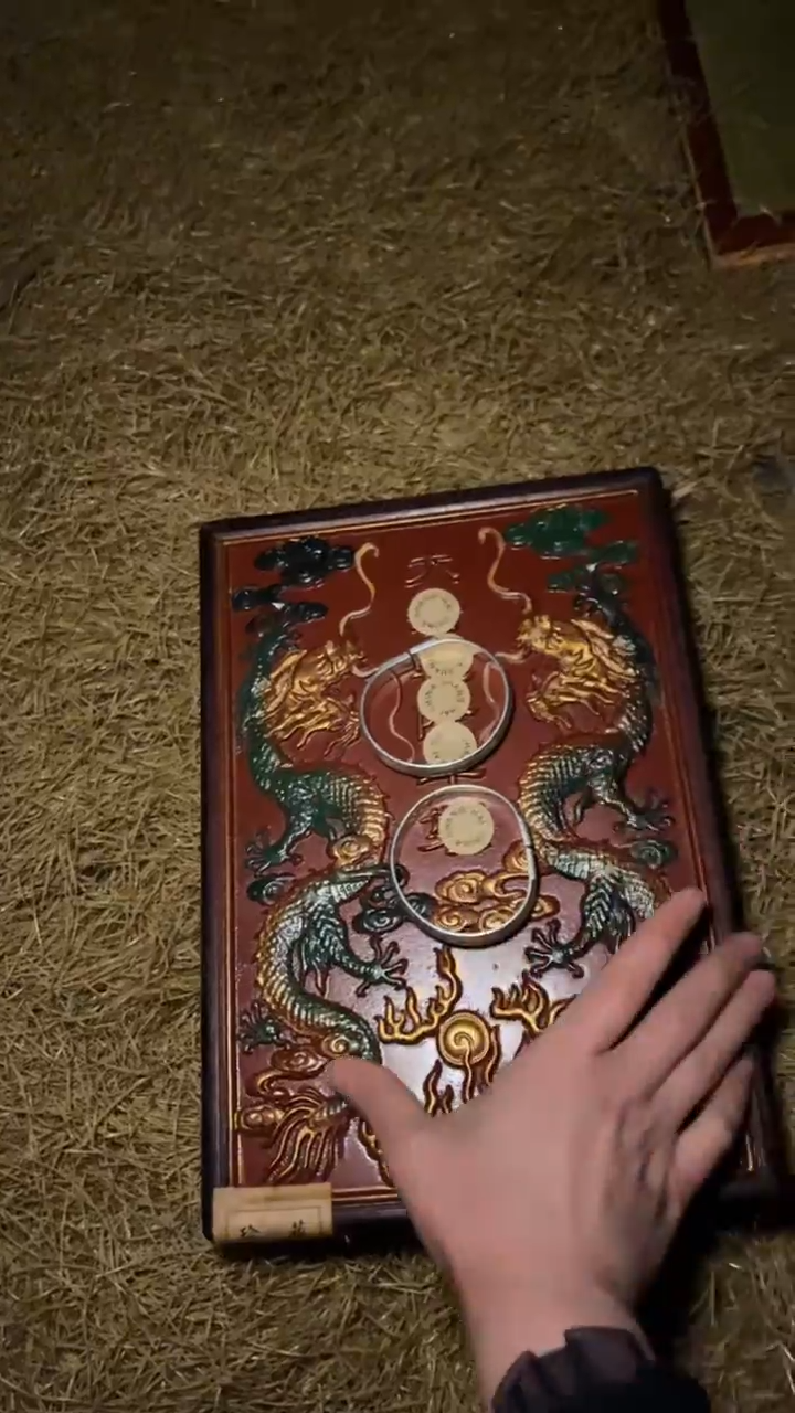 木 摆件高端精美红漆双龙盒一件链接