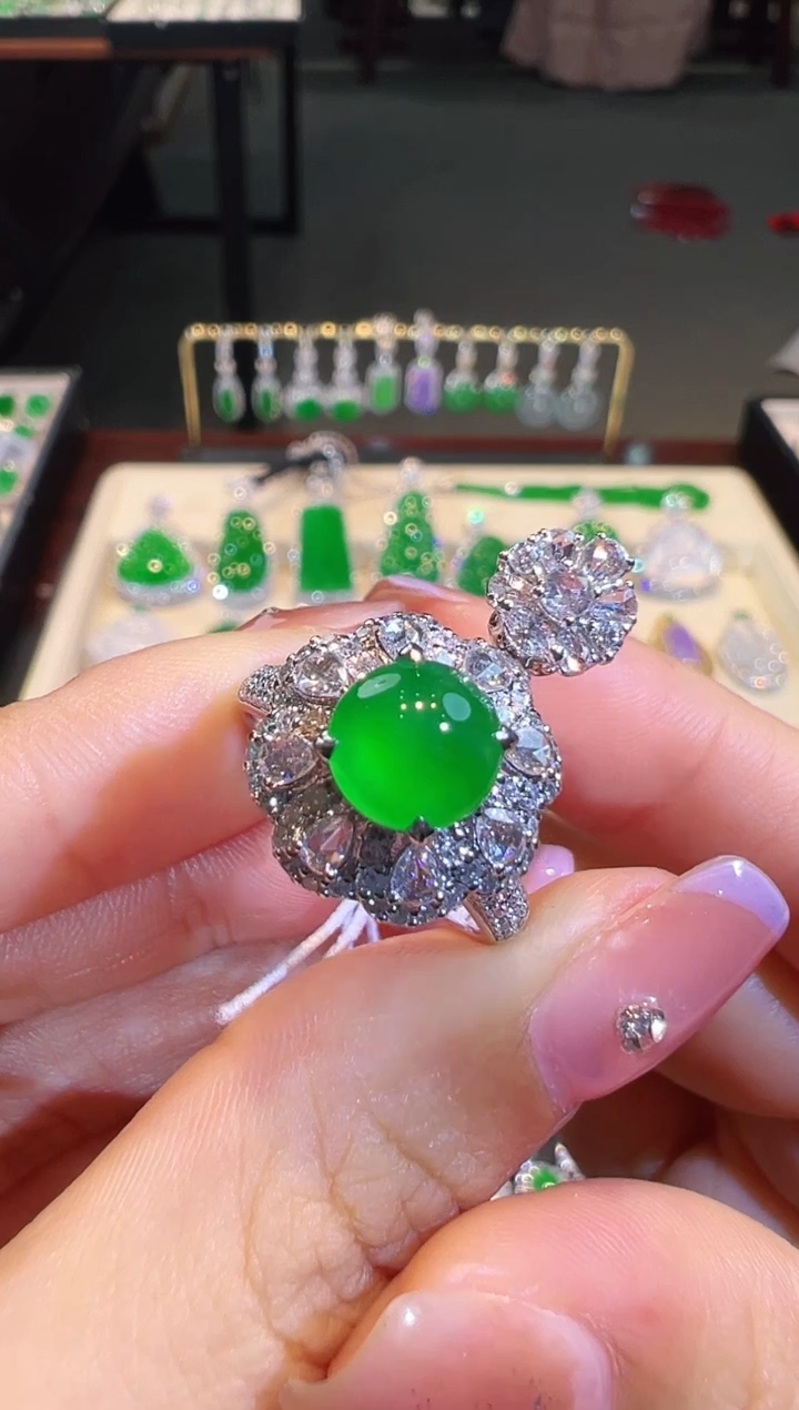 【闪购商品】翡翠戒指18K金镶嵌两用款