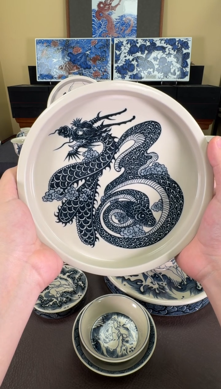 【闪购商品】二号釉龙蛇纹壶承