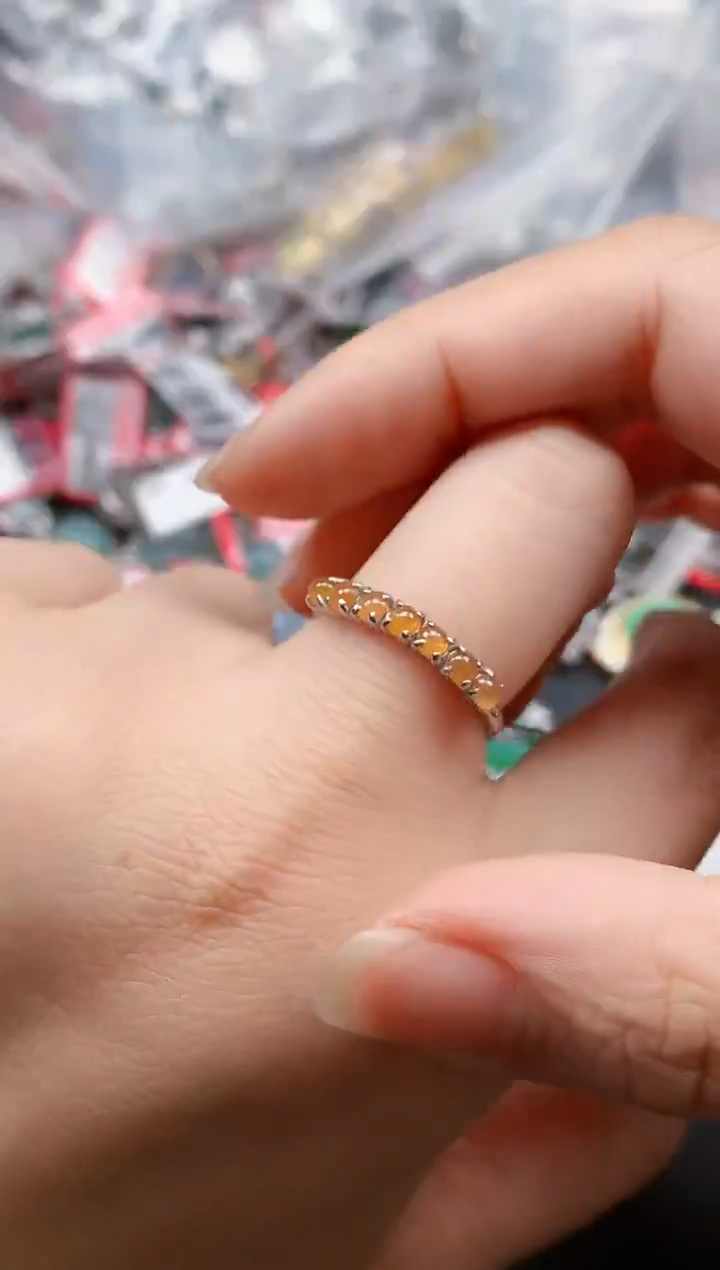 银S925镶嵌戒指翡翠天然A货缅甸翡翠