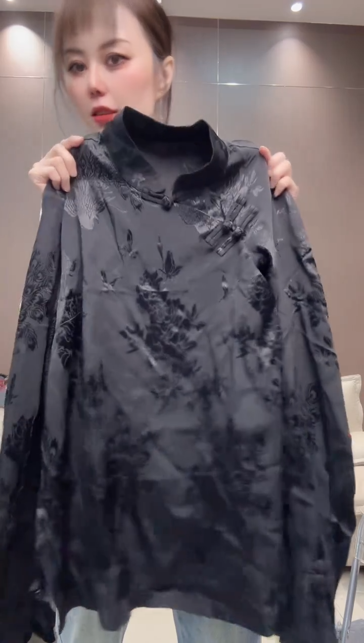 牡丹盘扣立领上衣M