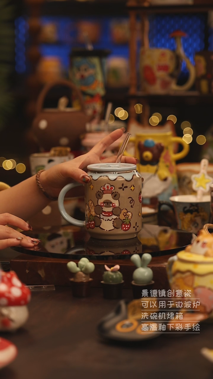陶瓷景德镇可爱陶瓷釉下彩绘设计师款