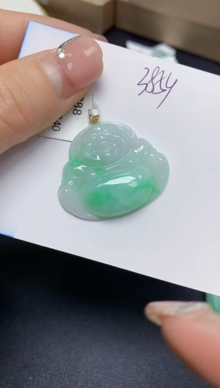 【闪购商品】翡翠挂件18K金镶嵌 天然翡翠A货