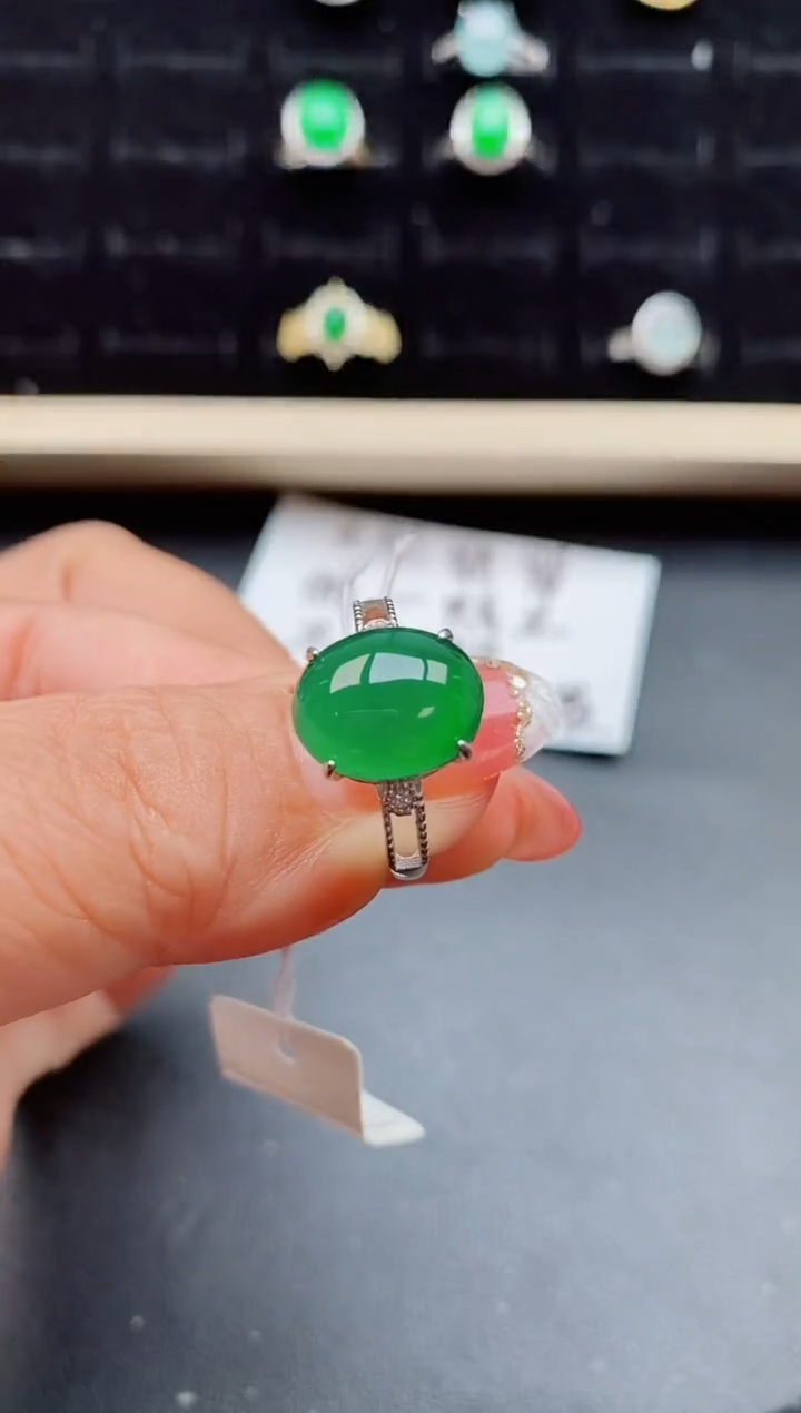 【闪购商品】翡翠戒指银S925镶嵌80500