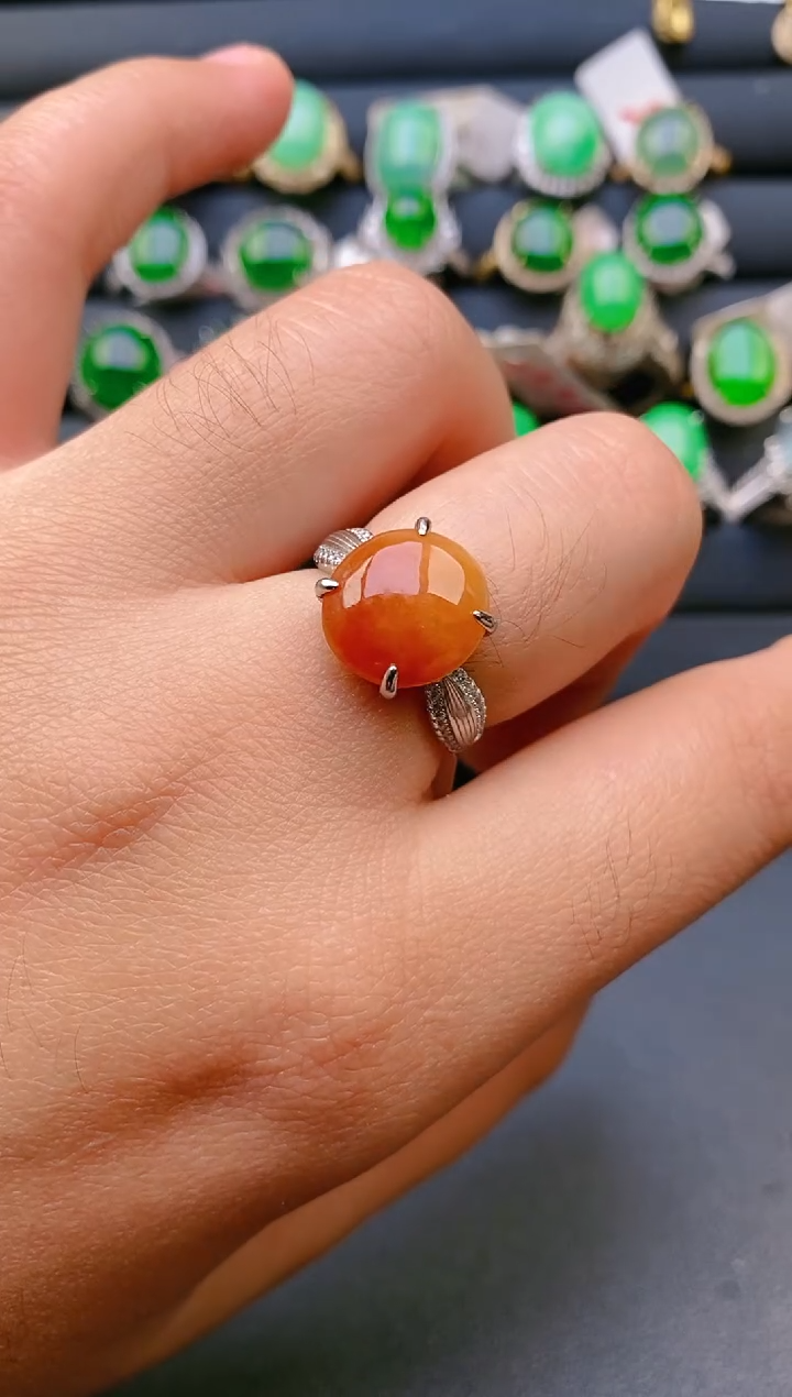 【闪购商品】翡翠戒指银S925镶嵌天然A货翡翠1