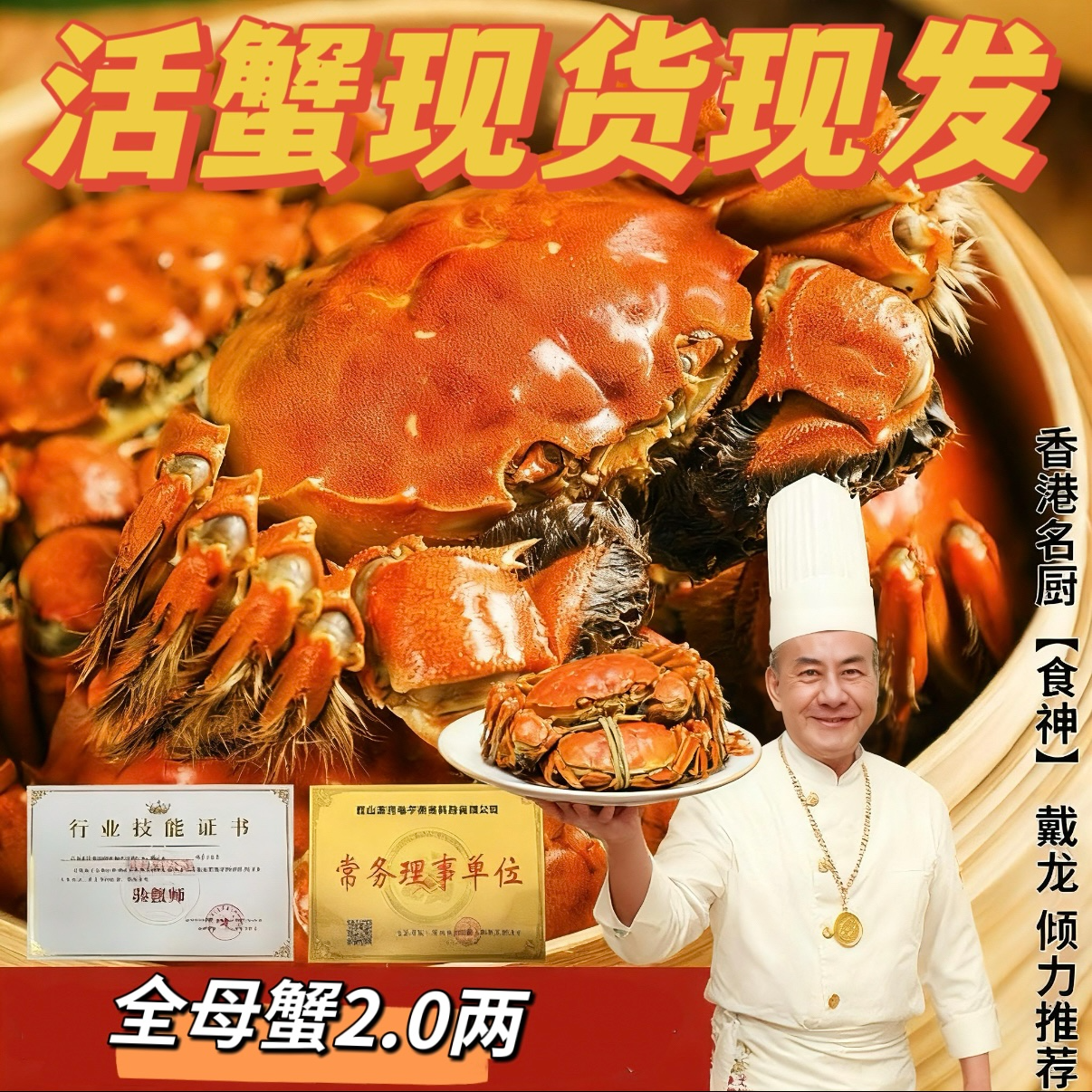 【江苏金标活蟹】精品大闸蟹全母蟹2.1-2.0两/只拍8只送2只 到手10只 鲜活现捞 冷链包邮
