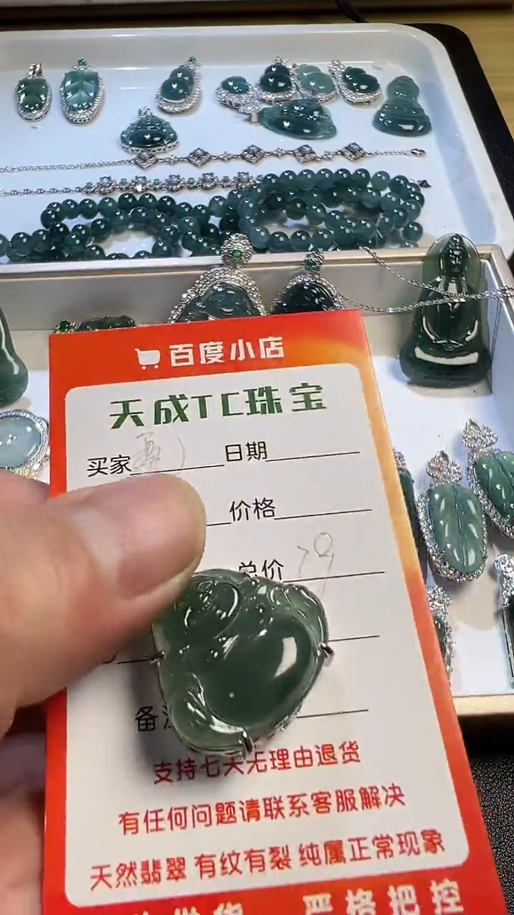 颈饰未镶嵌翡翠天然翡翠A货精品挂件