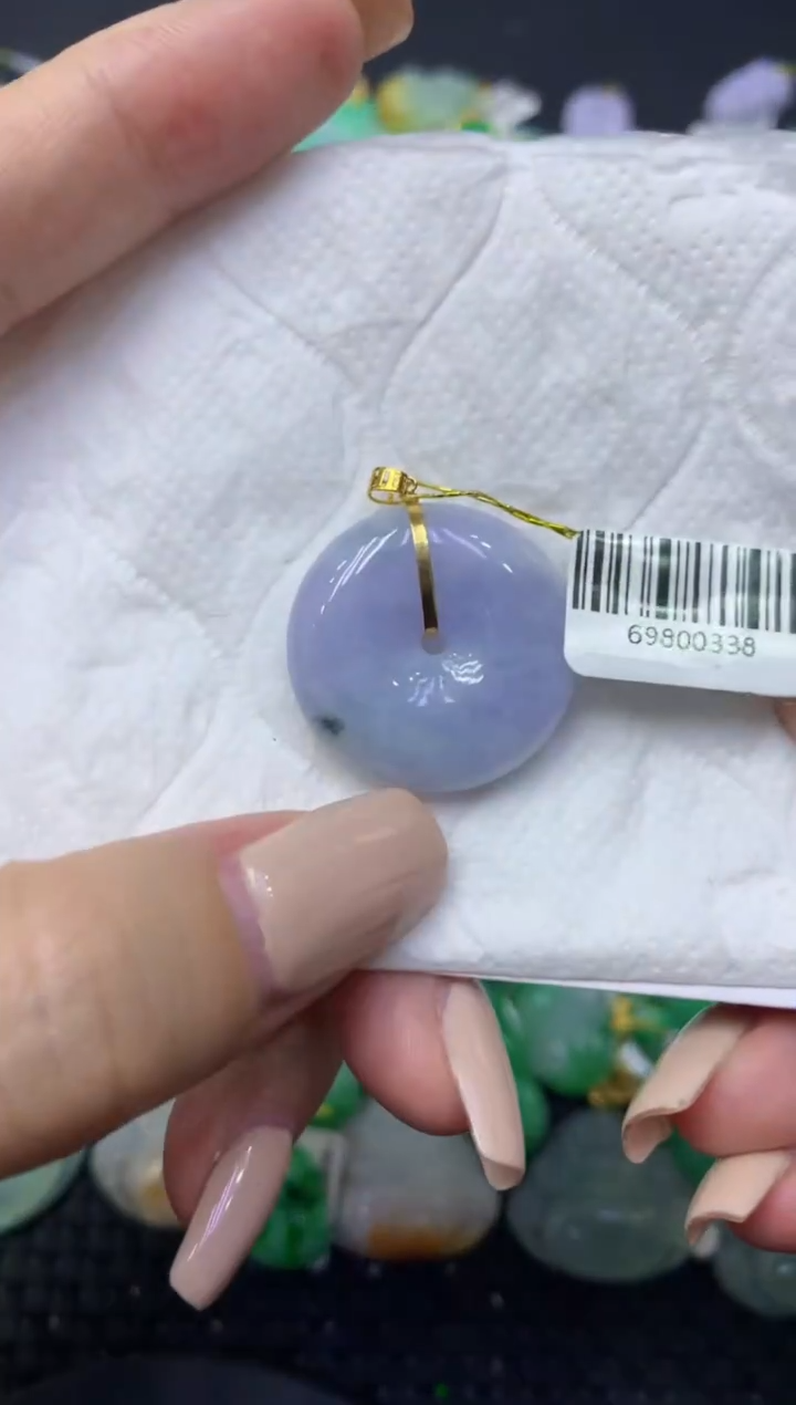 颈饰18K金镶嵌翡翠天然缅甸翡翠A货