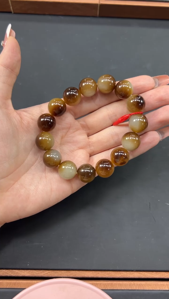 【闪购商品】和田玉手串未镶嵌若羌微色差卡14手串