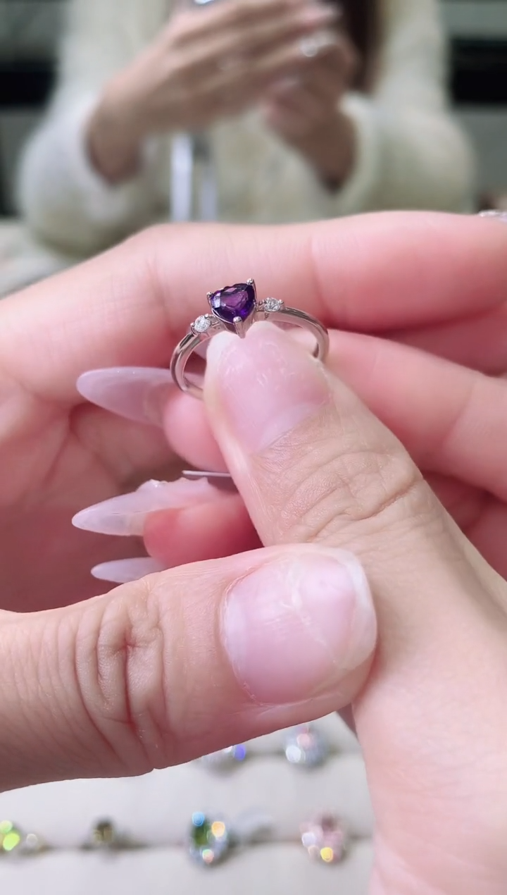 【闪购商品】紫晶戒指银S925镶嵌1-12  