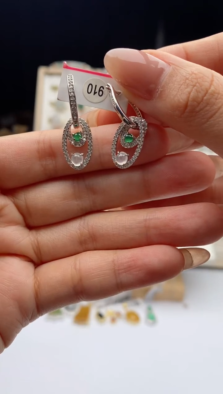 翡翠戒指银S925镶嵌天然A货翡翠