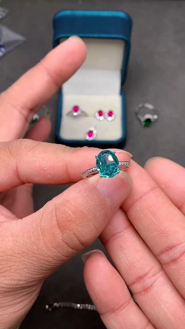 【闪购商品】帕拉依巴碧玺戒指银S925镶嵌·······