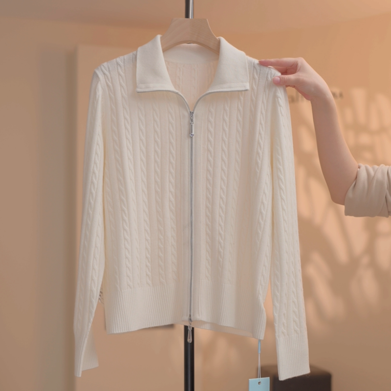 【越越】【100%绵羊毛】双拉链设计感软糯羊毛针织衫-Y20223