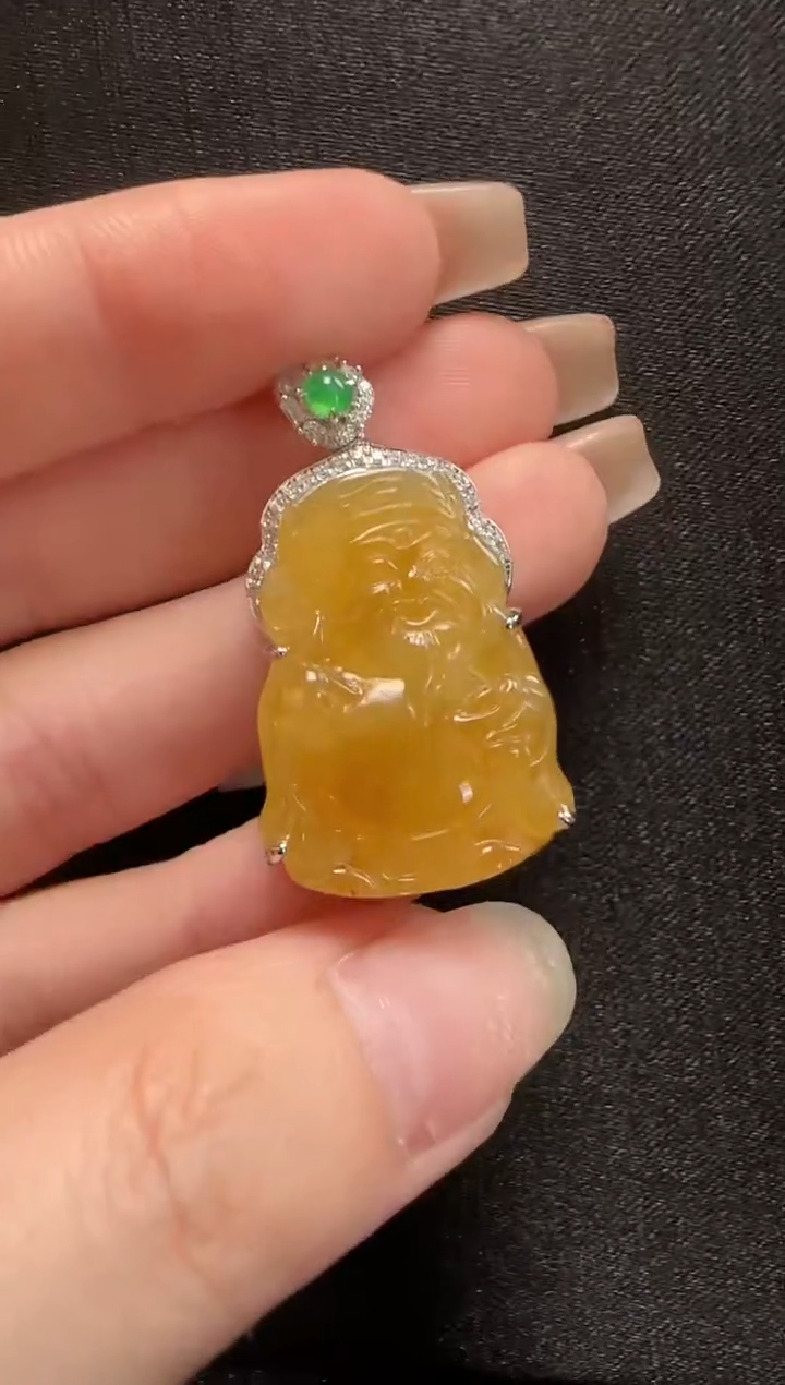 【闪购商品】翡翠颈饰18K金镶嵌938财神一个