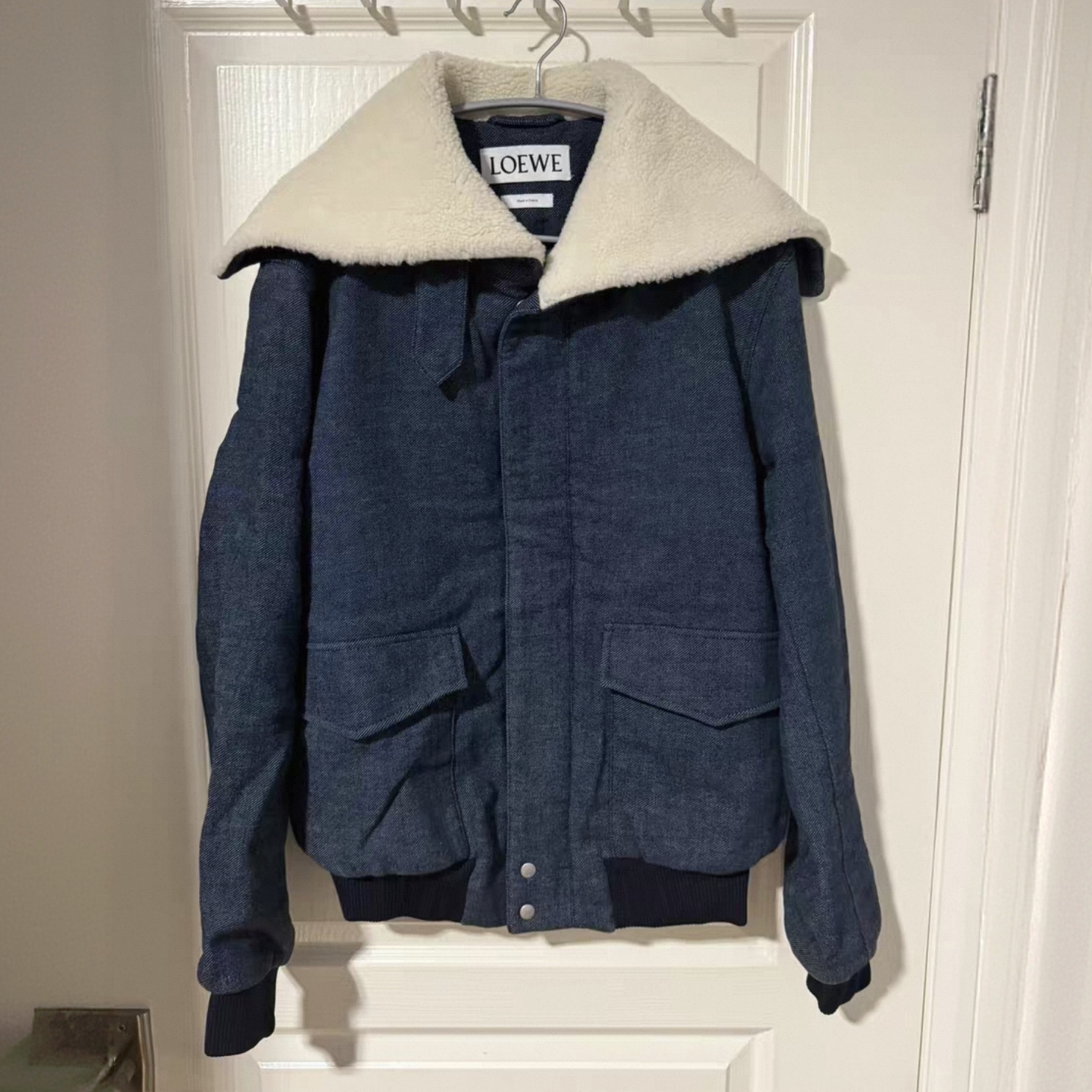 99新 LOEWE/罗意威 汤/ 毛领 牛仔外套  50码