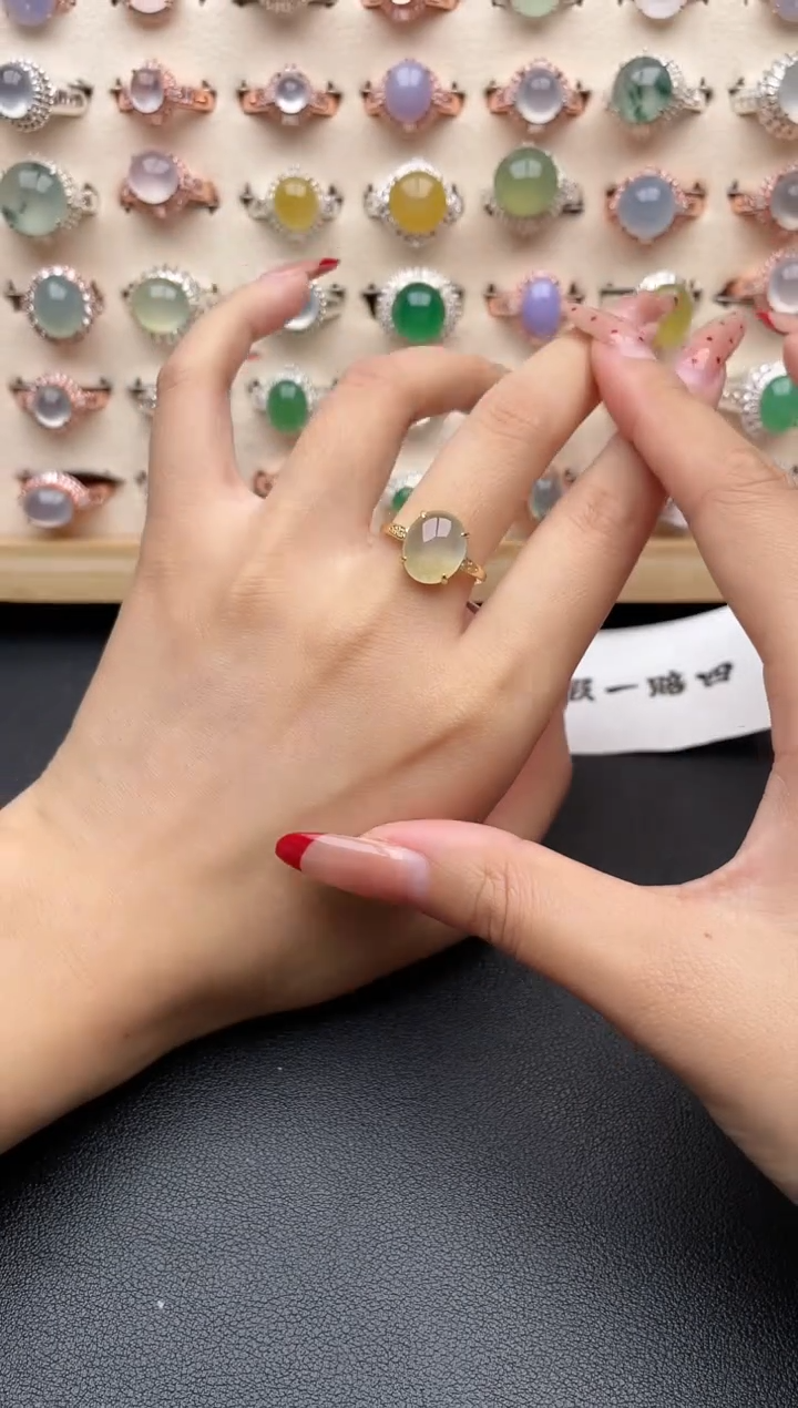 【闪购商品】翡翠戒指银S925镶嵌一物一证一礼盒