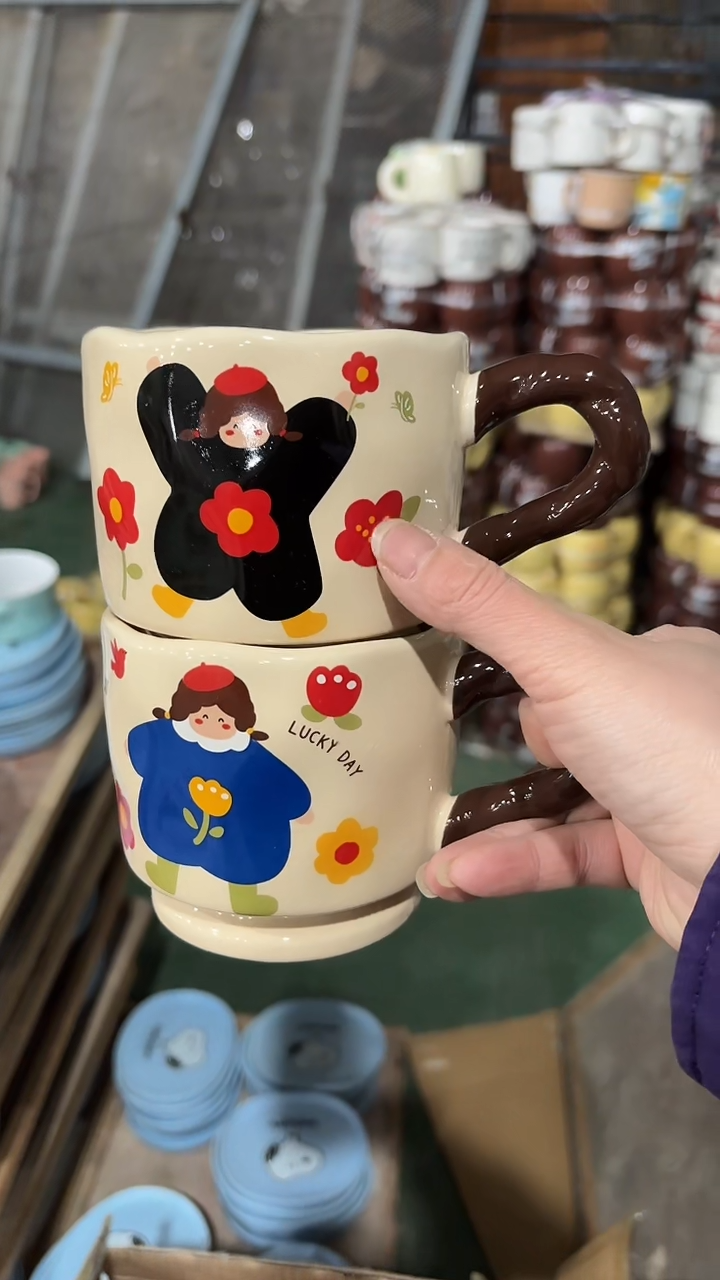 【闪购商品】家湖高温陶瓷杯 微瑕图案颜色随机