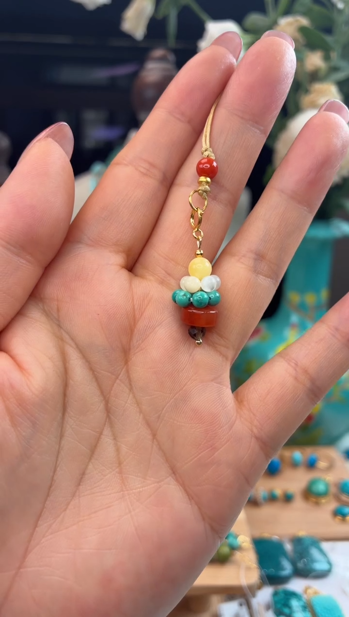 银S925镀金镶嵌绿松石吊坠(不含链)1