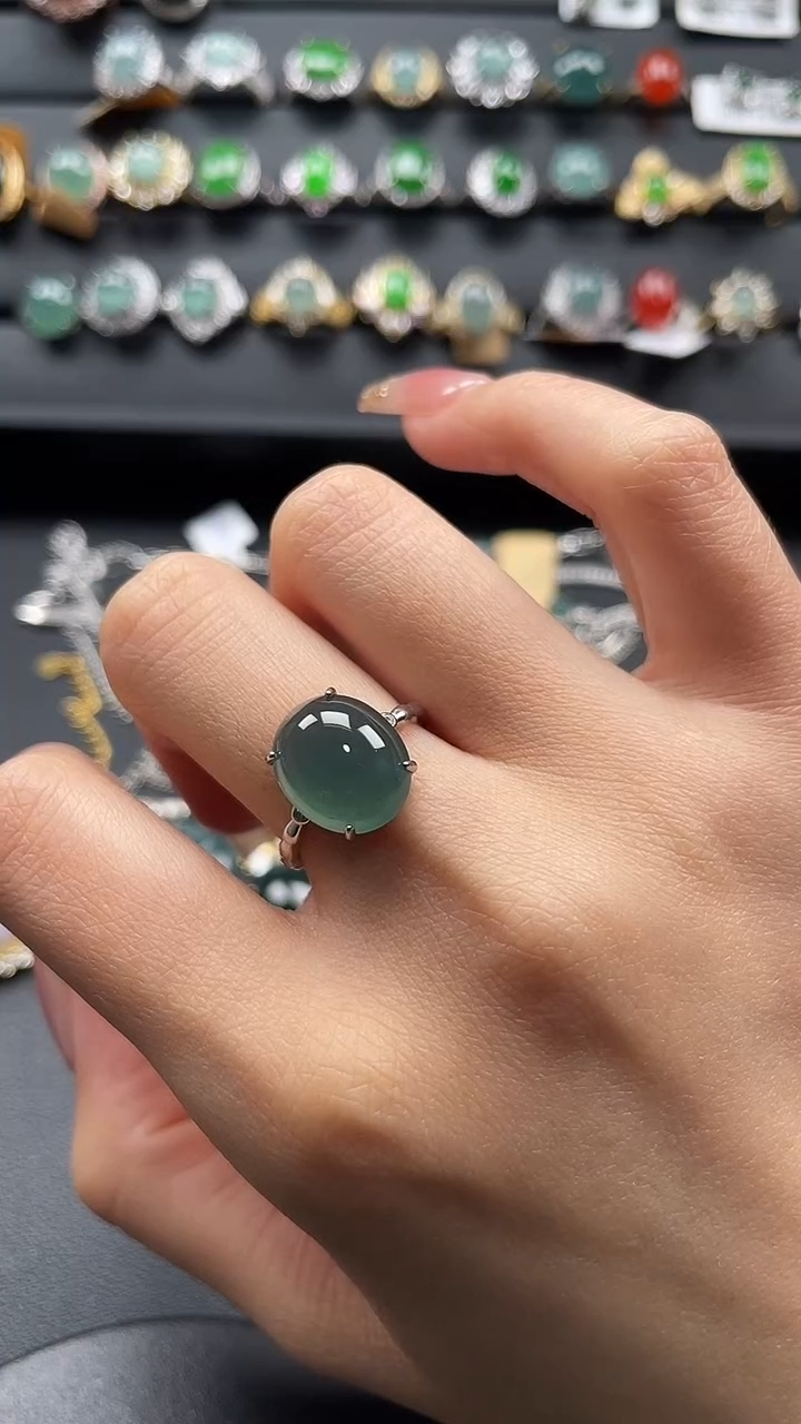 【闪购商品】翡翠戒指银S925镶嵌436543653