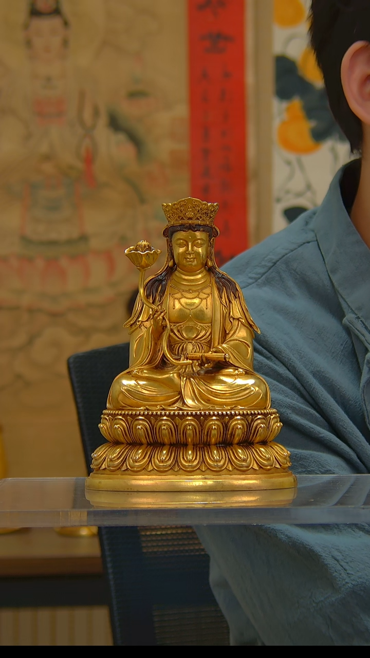 【闪购商品】紫铜鎏金普贤16公分P20368--Y