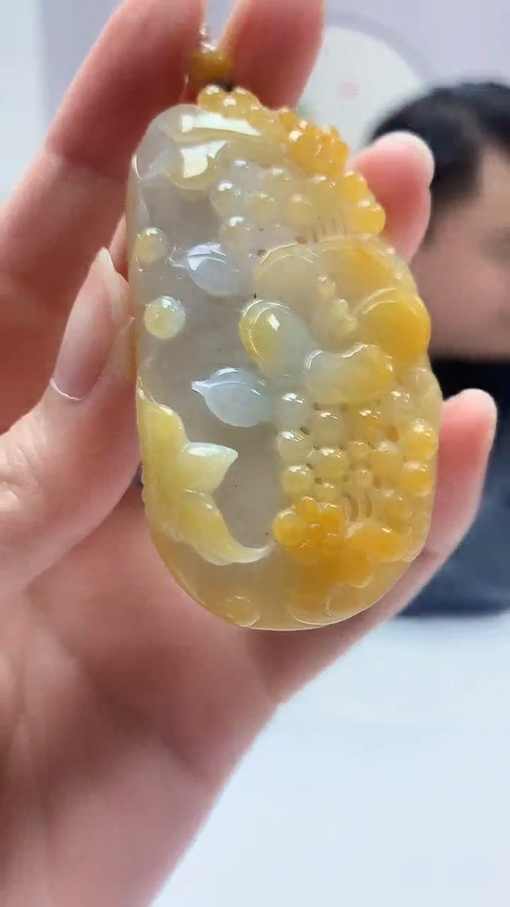 【闪购商品】定制翡翠未镶嵌5060zm-毛货挂件23花鸟