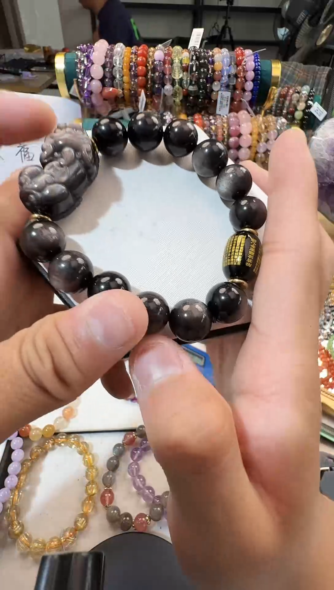 黑曜岩未镶嵌手链晶0367 约13mm