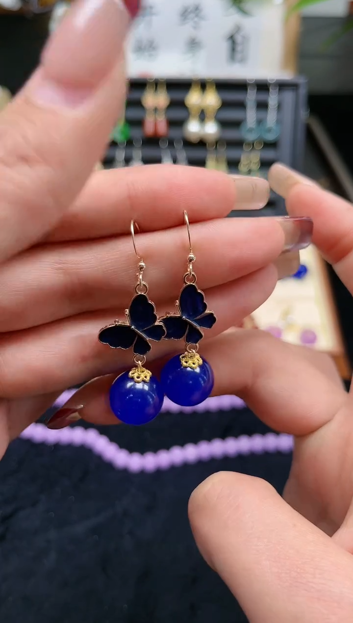 【闪购商品】玛瑙/玉髓耳饰银S925镀金镶嵌822000