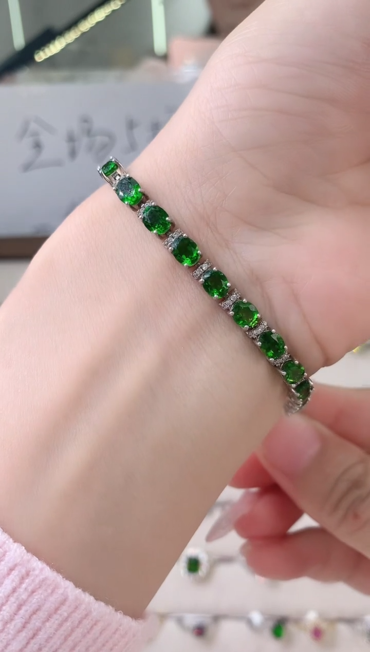 【闪购商品】透辉石手链银S925镶嵌38-4  