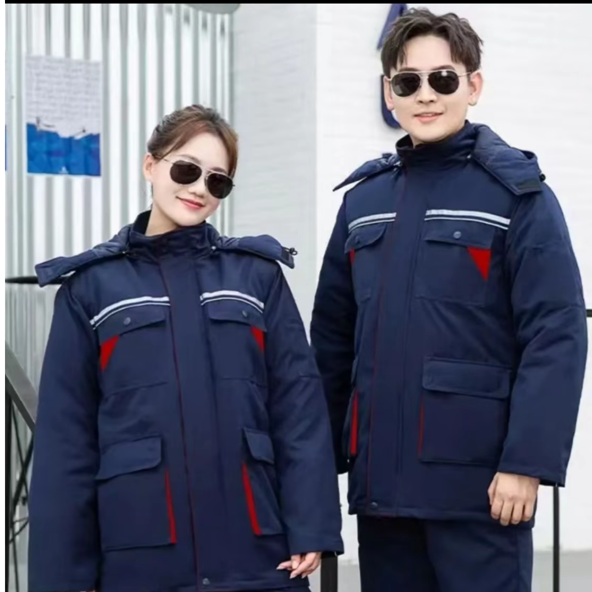 冬季加厚耐磨棉服加油站化工厂保暖可拆卸冬季劳保工作棉服