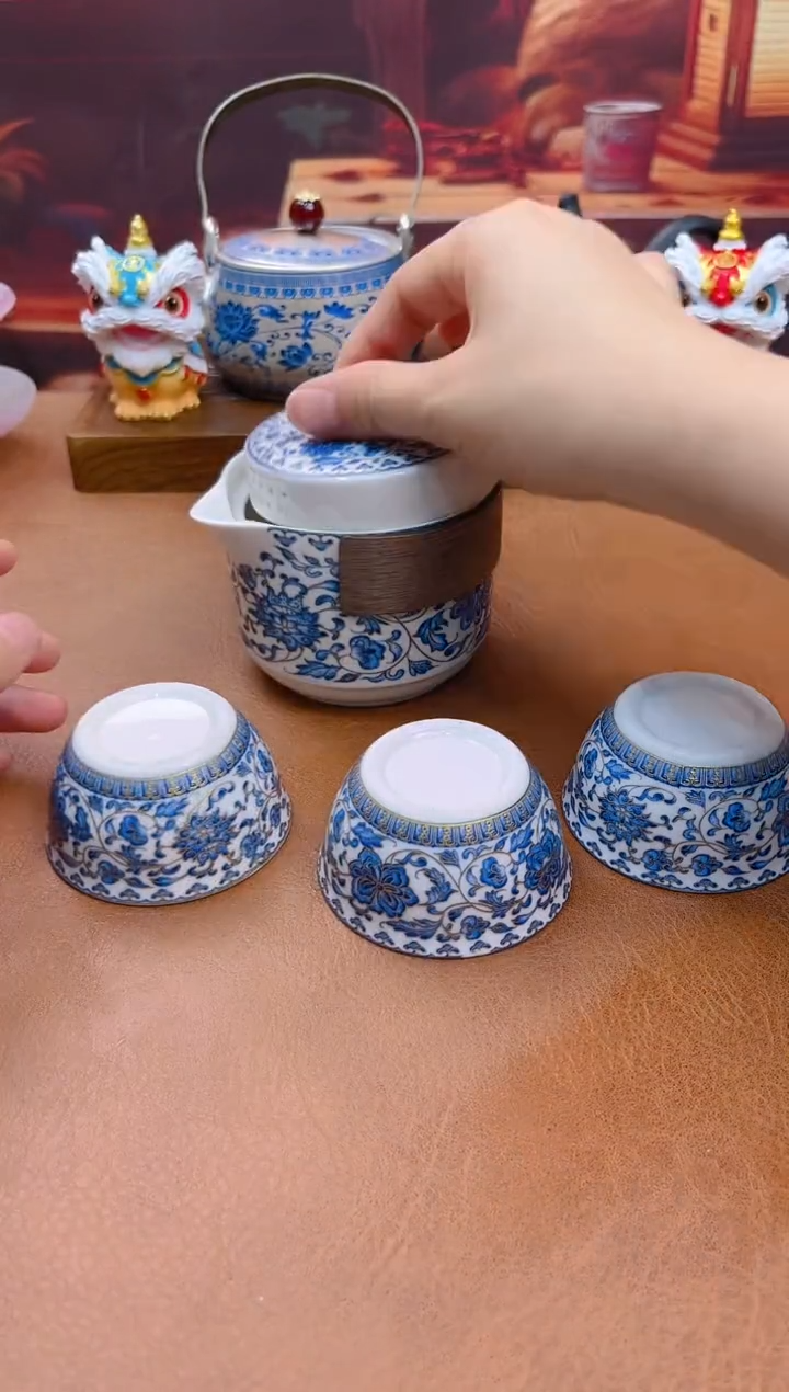 陶瓷茶具摆件旅行套组