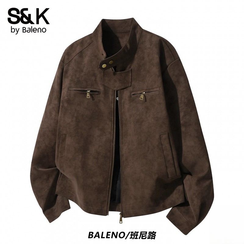 班尼路S&K正品复古防风立领夹克外套男士2025冬季休闲高级感外衣