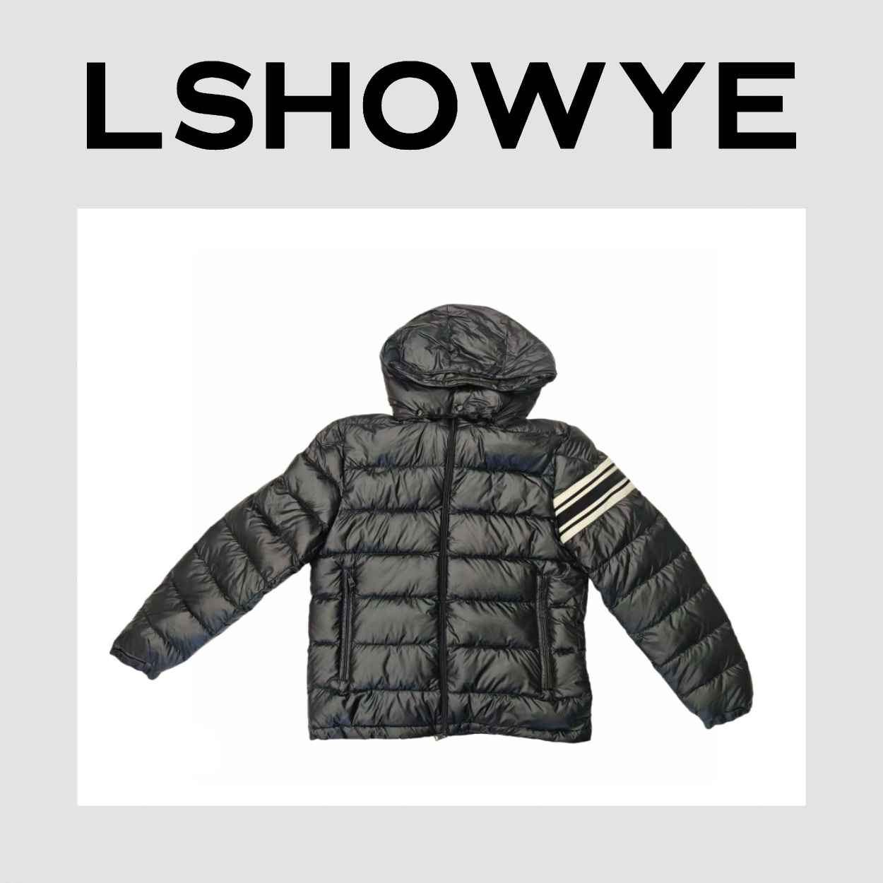 LSHOWYE｜条纹袖连帽白鹅绒服 W59001
