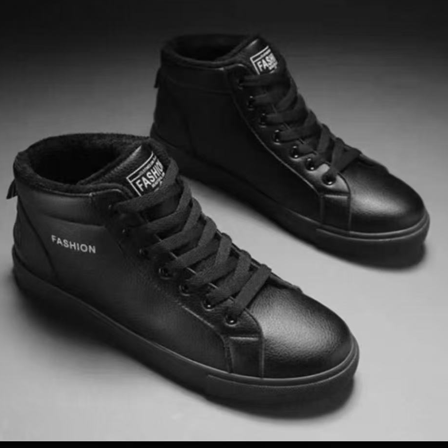 新款休闲风极简风纯色高帮棉鞋潮流风拼色休闲皮鞋5806M（Q）