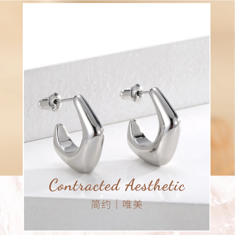 铜合金耳饰 【牛角包耳钉饰品】气质百搭复古轻奢高级简约时尚精致
