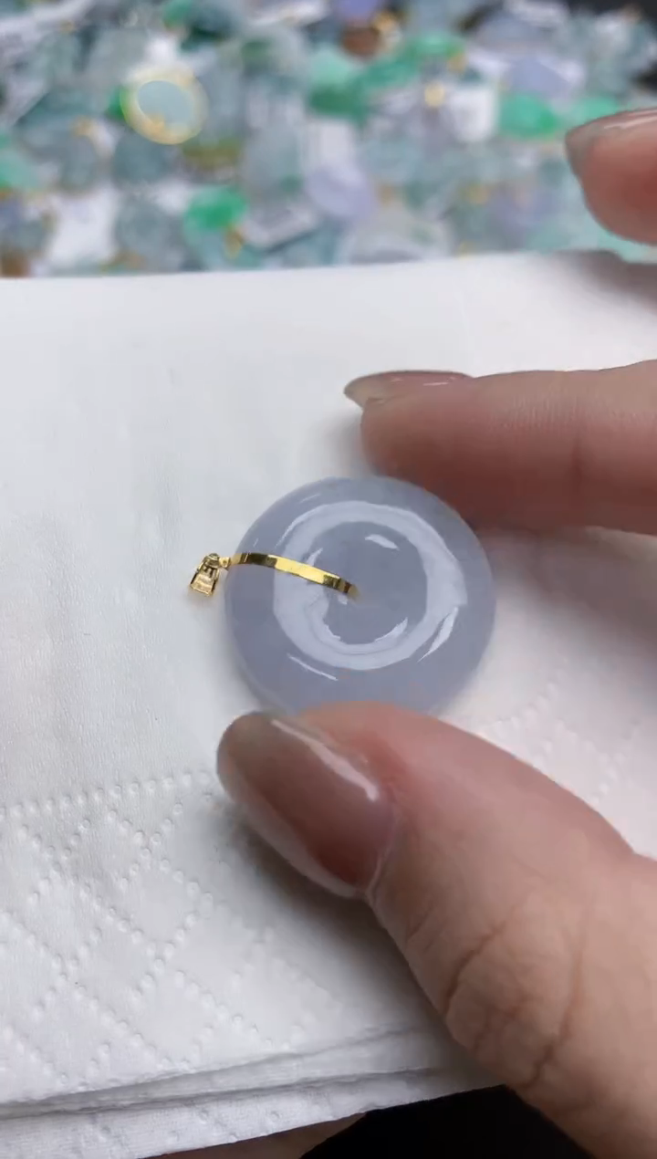 【闪购商品】翡翠颈饰18K金镶嵌天然缅甸翡翠A货