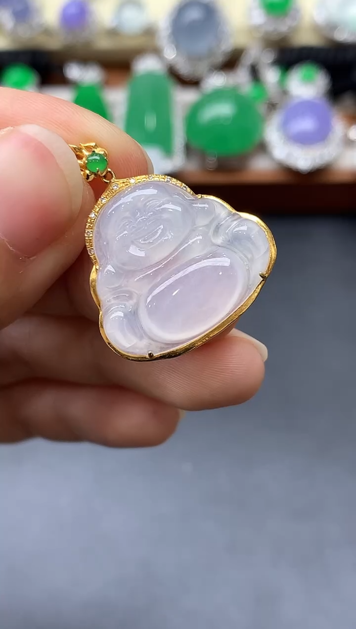 颈饰18K金镶嵌翡翠394-中国好珍宝