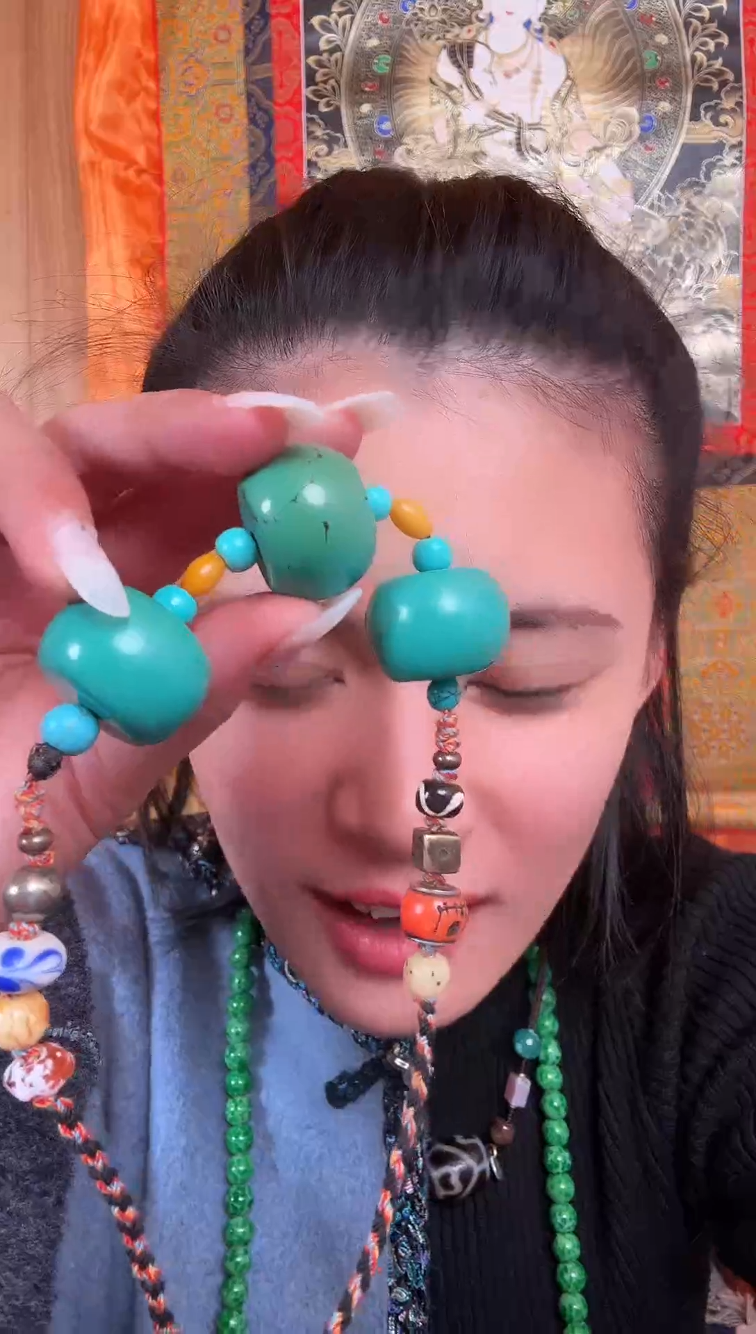 铁合金花岗石藏式风格珠串