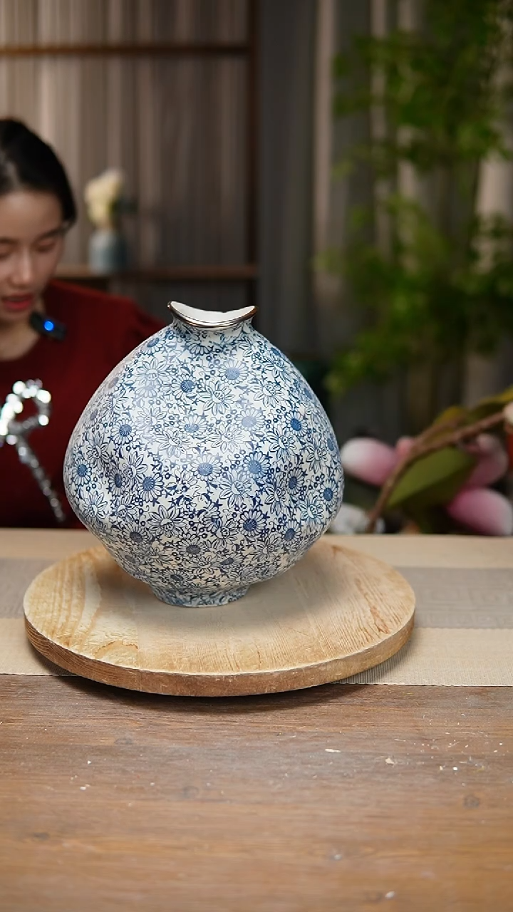 【闪购商品】陶瓷花器青花瓷向日葵大肚
