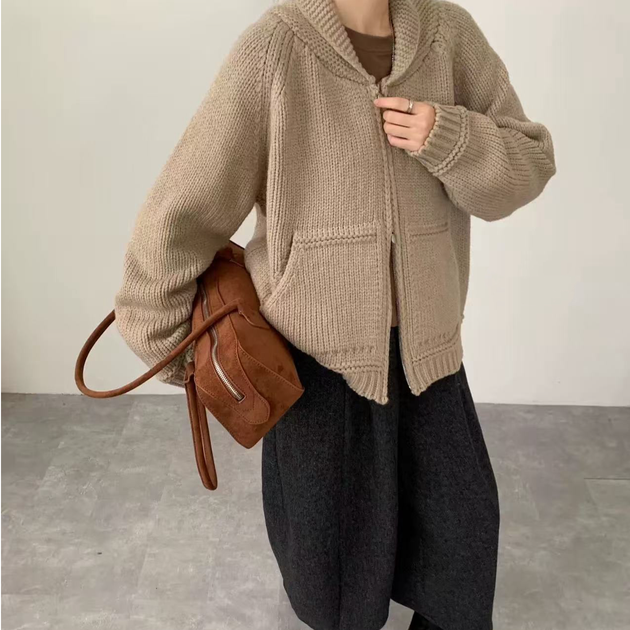 【6006】女#休闲百搭连帽开衫毛衣外套